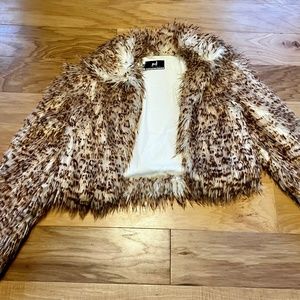 Blanc Noir crop faux shag jacket
